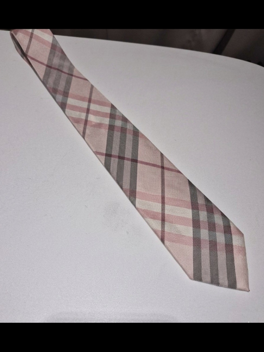 Burberry Pink Plaid Silk Tie